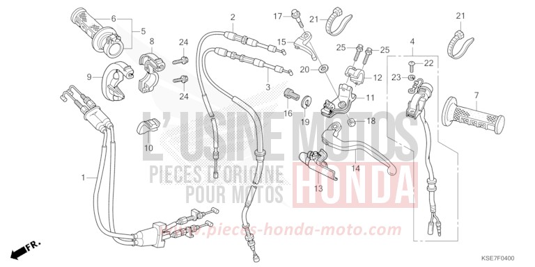 HANDLE LEVER/SWITCH/CABLE for CRF150R "Big wheels" EXTREME RED (R292) from 2022